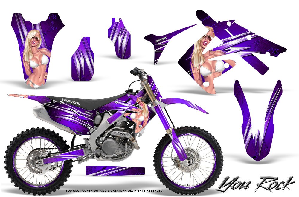 Honda CRF250 10-12 CRF450 09-12 Graphics Kit You Rock Purple NP Rims